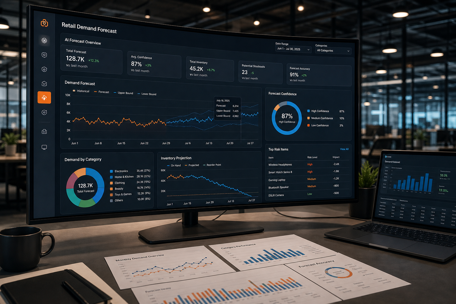 Retail demand forecasting predictive analytics dashboard built by ZORVAYA LTD
