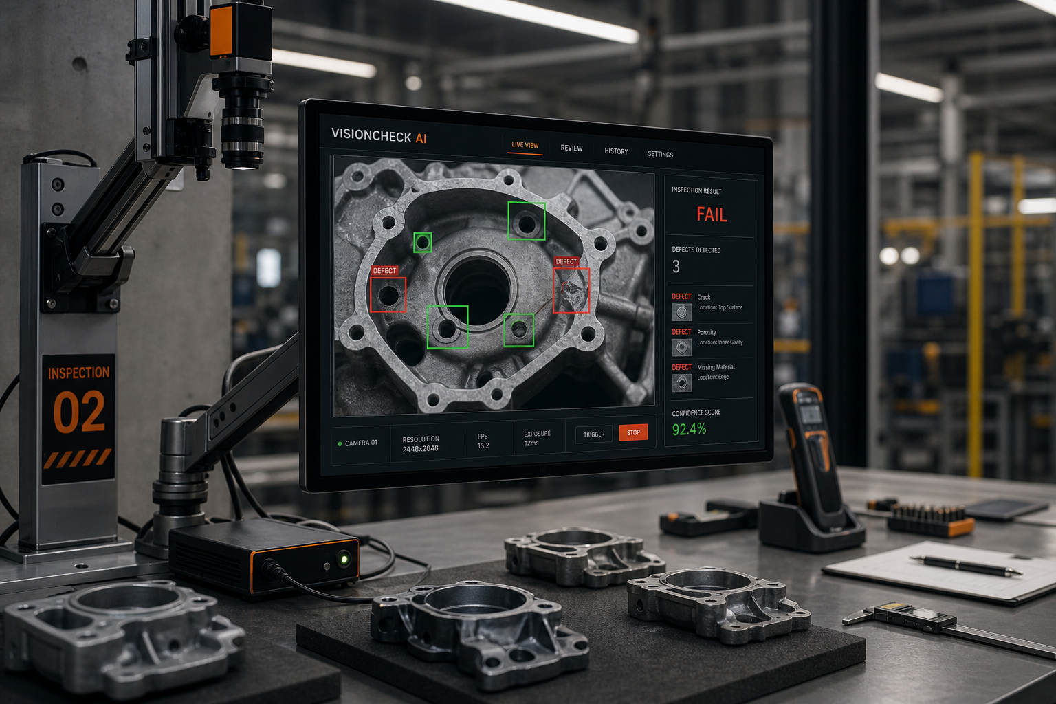 Computer vision quality control AI system for automated manufacturing inspection
